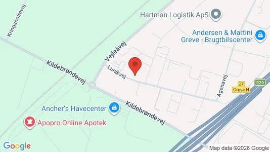 Industrial properties for rent i Greve - kort over placeringen