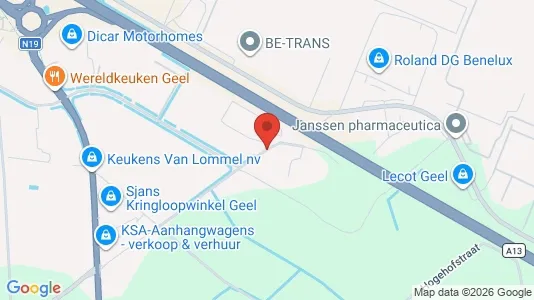 Industrial properties for rent i Geel - kort over placeringen