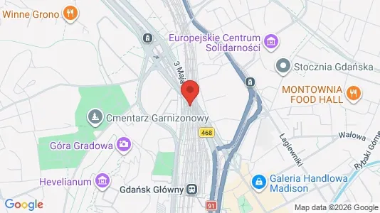 Office spaces for rent i Gdańsk - kort over placeringen