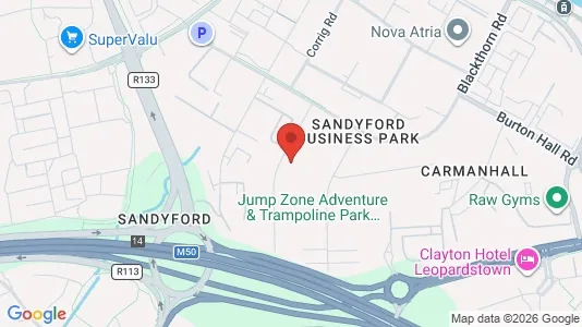 Commercial properties for sale i Dublin 18 - kort over placeringen