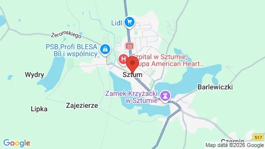 Kantorruimte te huur i Sztumski - kort over placeringen