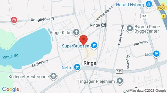 Commercial properties for rent i Ringe - kort over placeringen