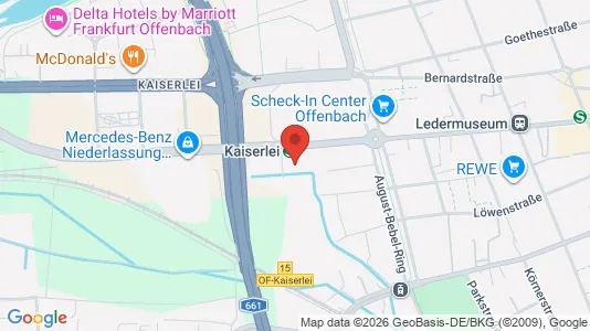 Coworking spaces for rent i Offenbach am Main - kort over placeringen