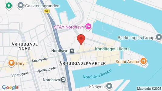 Office spaces for rent i Nordhavn - kort over placeringen
