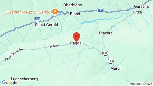 Restauracje Do wynajęcia i Raggal - kort over placeringen