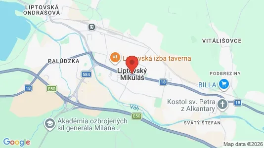 Liikekiinteistöt Vuokrattavana i Liptovský Mikuláš - kort over placeringen