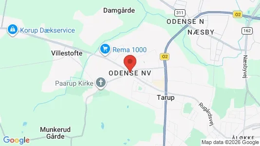 Sklepy Do wynajęcia i Odense NV - kort over placeringen