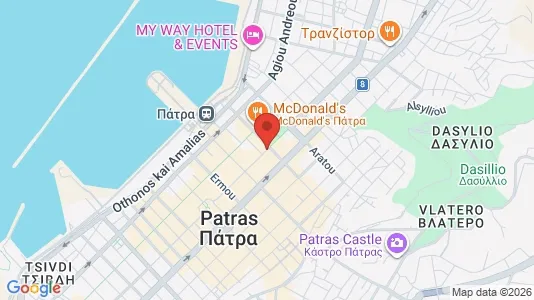 Propiedades comerciales En alquiler i Patras - kort over placeringen