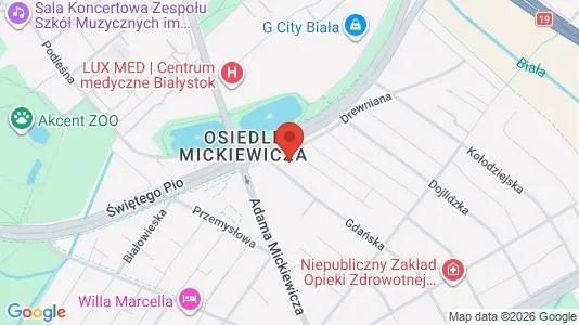 Kontorlokaler til leje i Białystok - kort over placeringen