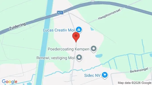 Nieruchomości przemysłowe Do wynajęcia i Mol - kort over placeringen