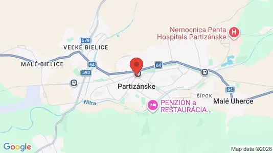 Nieruchomości komercyjne Do wynajęcia i Partizánske - kort over placeringen