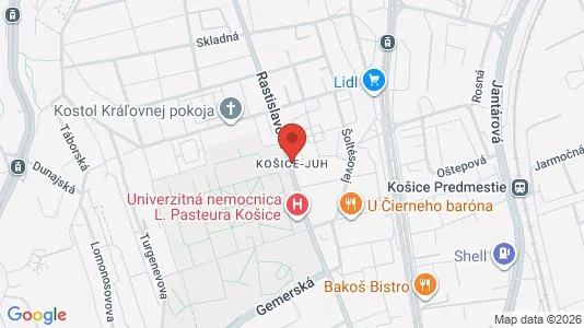 Lokaler til leje i Košice Dargovských hrdinov - kort over placeringen