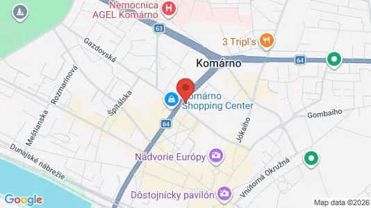 Företagslokaler till salu i Komárno – Foto från Google Street View
