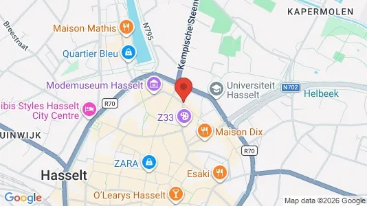 Lokaler til leje i Hasselt - kort over placeringen