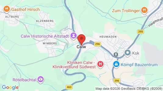 Nieruchomości przemysłowe Do wynajęcia i Calw - kort over placeringen