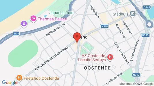Commercial properties for rent i Oostende - kort over placeringen