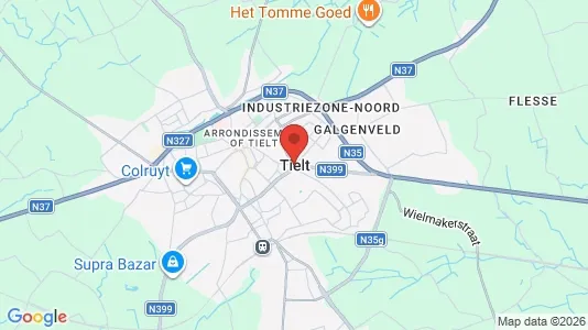 Lokaler til salg i Tielt - kort over placeringen