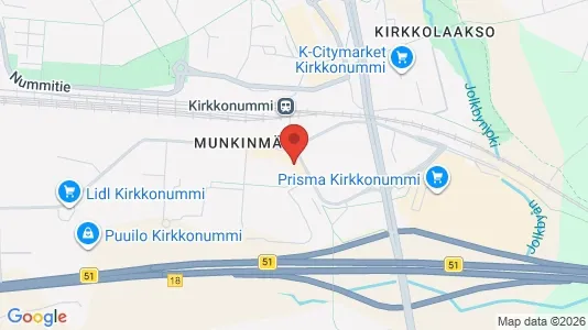 Commercial properties for rent i Kirkkonummi - kort over placeringen