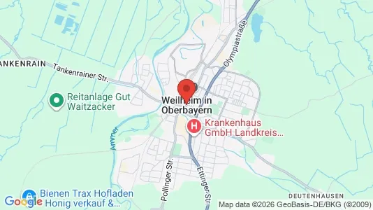 Sklepy Do wynajęcia i Weilheim-Schongau - kort over placeringen