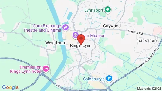 Butikklokaler til leie i King's Lynn - Norfolk - kort over placeringen