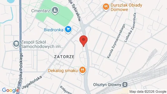 Kontorer til leie i Olsztyn - kort over placeringen