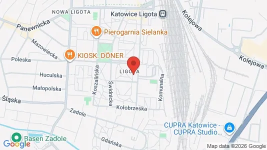 Kantorruimte te huur i Katowice - kort over placeringen