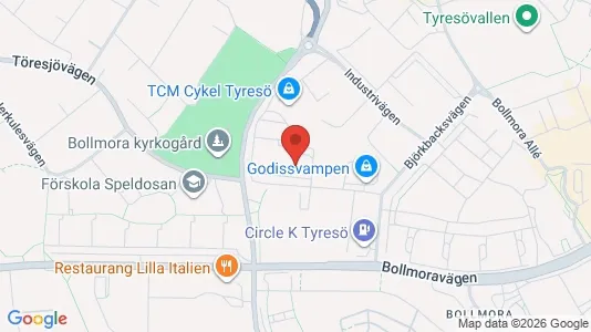 Industrial properties for rent i Tyresö - kort over placeringen