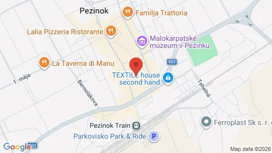 Liikekiinteistöt Myynnissä i Pezinok - kort over placeringen