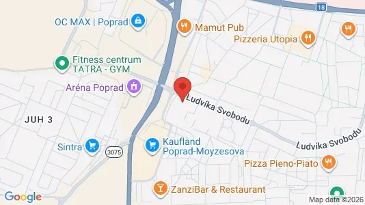 Commercial properties for rent i Poprad - kort over placeringen