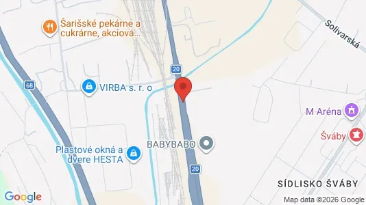 Propiedades comerciales En alquiler i Prešov - kort over placeringen