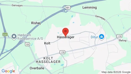 Commercial properties for rent i Hasselager - kort over placeringen