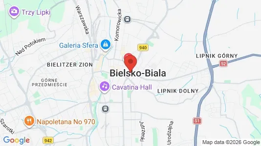 Kontorlokaler til leje i Bielsko-Biała - kort over placeringen