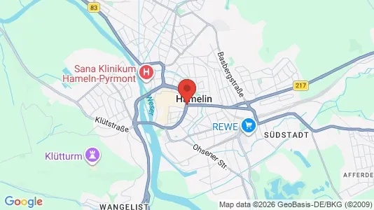 Sklepy Do wynajęcia i Hameln-Pyrmont - kort over placeringen