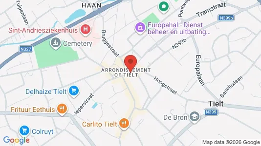 Kontorlokaler til leje i Tielt - kort over placeringen