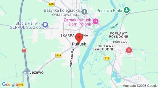 Office spaces for rent i Pułtuski - kort over placeringen