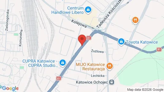 Kontorer til leie i Katowice - kort over placeringen