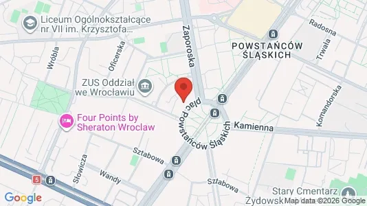 Kantorruimte te huur i Wrocław - kort over placeringen