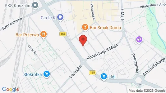 Kantorruimte te huur i Koszalin - kort over placeringen