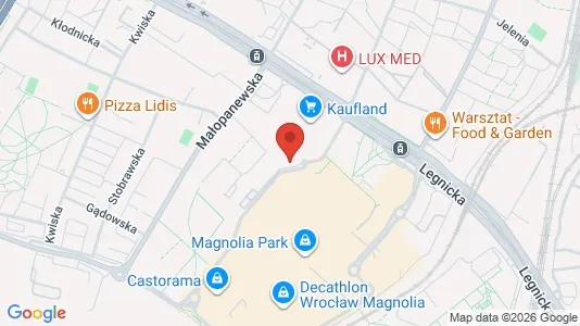 Kontorer til leie i Wrocław - kort over placeringen