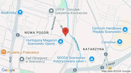Kontorlokaler til leje i Sosnowiec - kort over placeringen