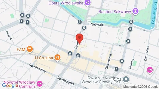 Kontorer til leie i Wrocław - kort over placeringen