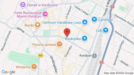 Kantorruimte te huur i Kwidzyński - kort over placeringen