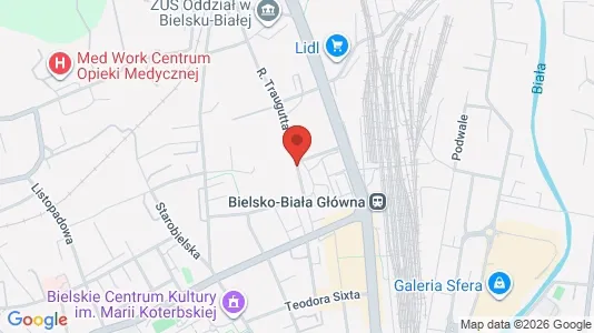 Kontorlokaler til leje i Bielsko-Biała - kort over placeringen