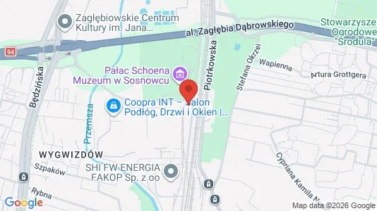 Kontorlokaler til leje i Sosnowiec - kort over placeringen