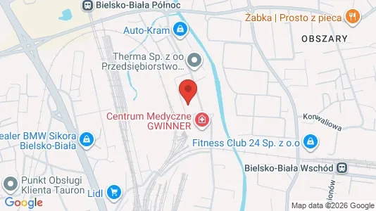 Office spaces for rent i Bielsko-Biała - kort over placeringen