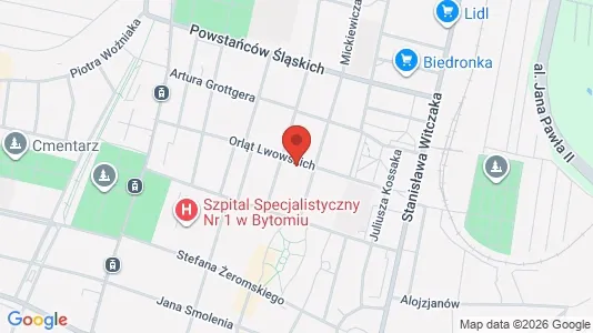 Office spaces for rent i Bytom - kort over placeringen