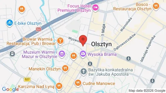 Kontorlokaler til leje i Olsztyn - kort over placeringen