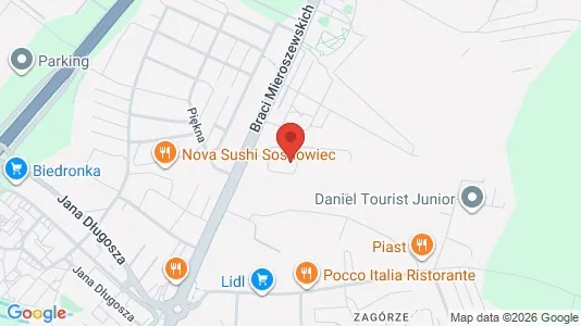 Büros zur Miete i Sosnowiec - kort over placeringen