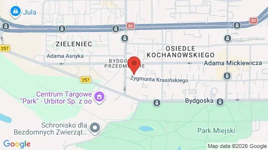 Office spaces for rent i Toruń - kort over placeringen
