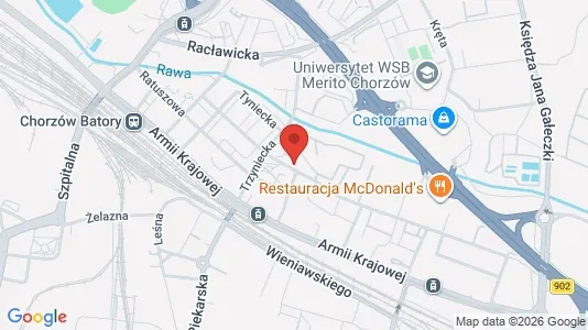 Office spaces for rent i Chorzów - kort over placeringen